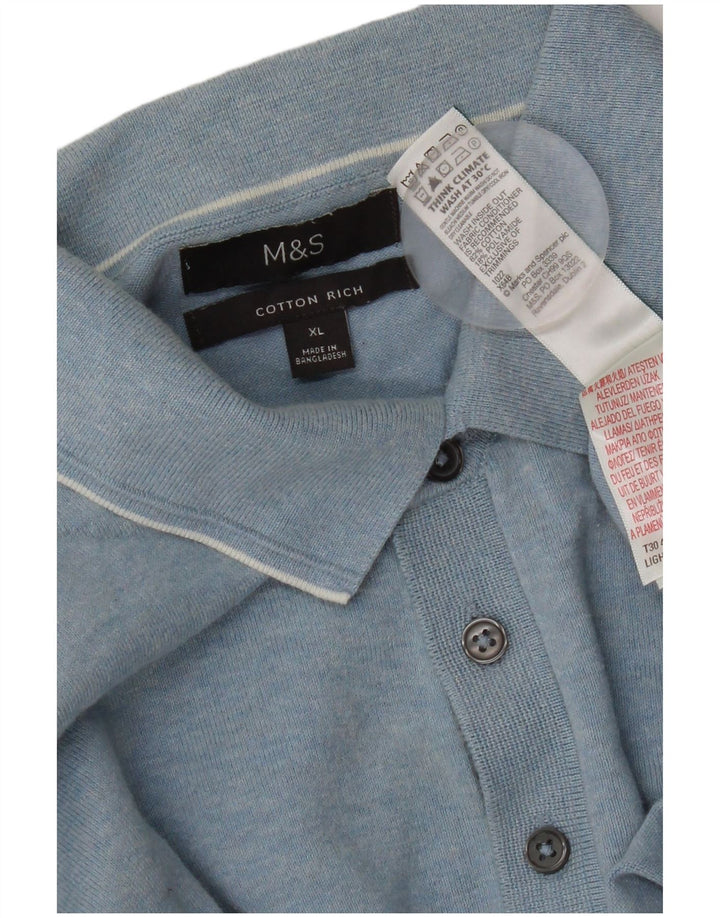 Męska koszulka polo Marks & Spencer XL, niebieska, bawełniana