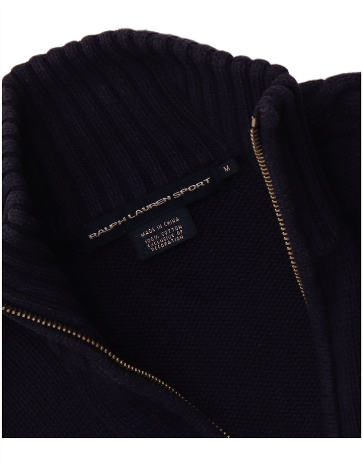RALPH LAUREN Damski sweter kardigan UK 12 Średni granatowy, bawełniany