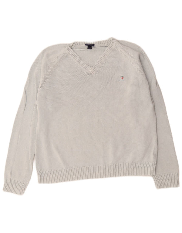Sweter damski Gant z dekoltem w kształcie litery V, UK 18 XL, niebieska bawełna