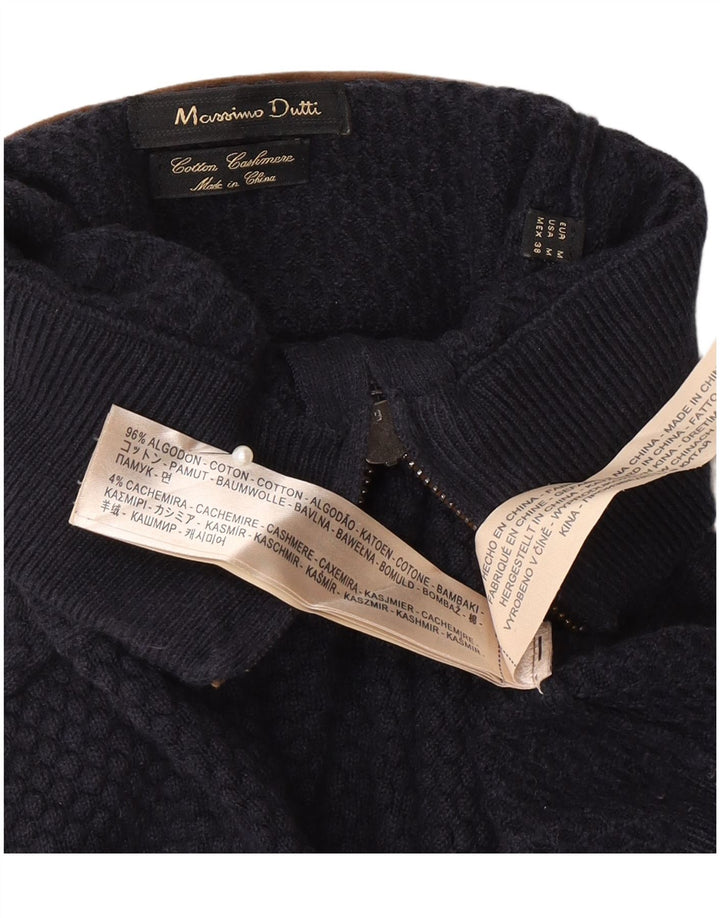 Męski sweter rozpinany Massimo Dutti, średni granatowy, bawełniany