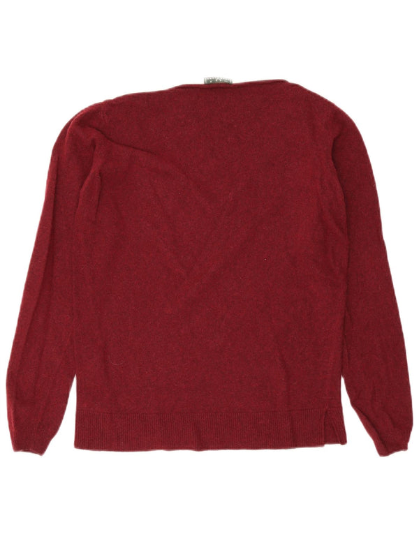 Sweter damski Fred Perry z dekoltem w kształcie litery V, UK 10, mała, bordowa wełna