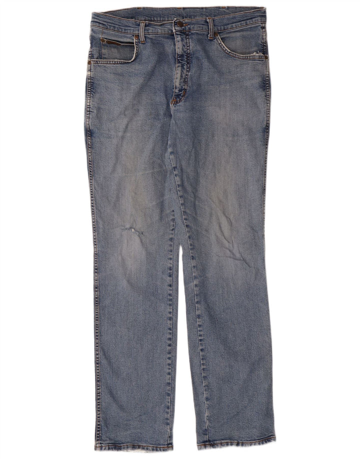 Męskie proste dżinsy Wrangler W36 L34 Niebieskie, bawełniane, klasyczne