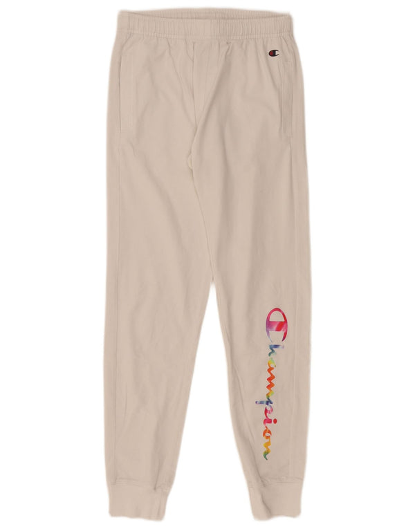 Damskie spodnie dresowe Champion Graphic Joggers UK 6 XS Biała bawełna