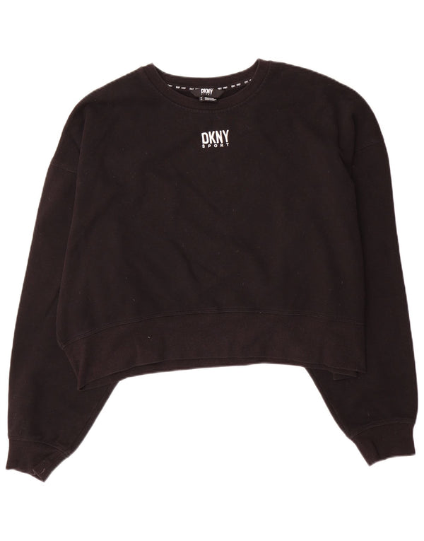 Damska bluza oversize Dkny Crop UK 10, mała, czarna bawełna