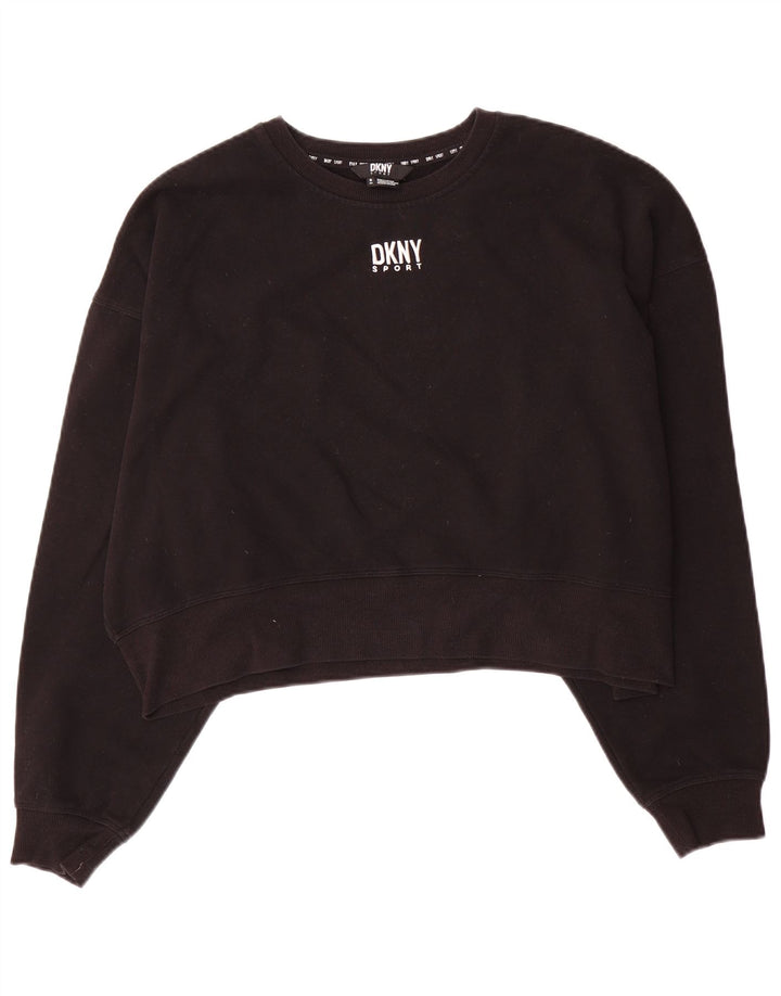 Damska bluza oversize Dkny Crop UK 10, mała, czarna bawełna