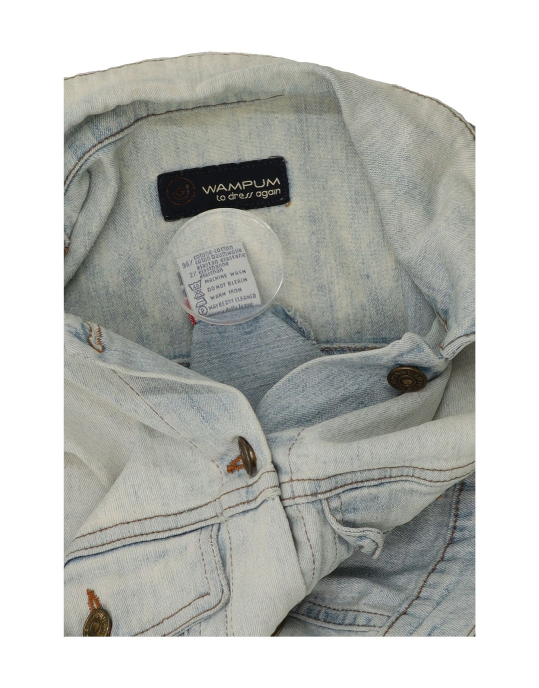 WAMPUM Womens Denim Jacket UK 14 Large Blue Cotton Vintage Wampum and Second-Hand Wampum from Messina Hembry 