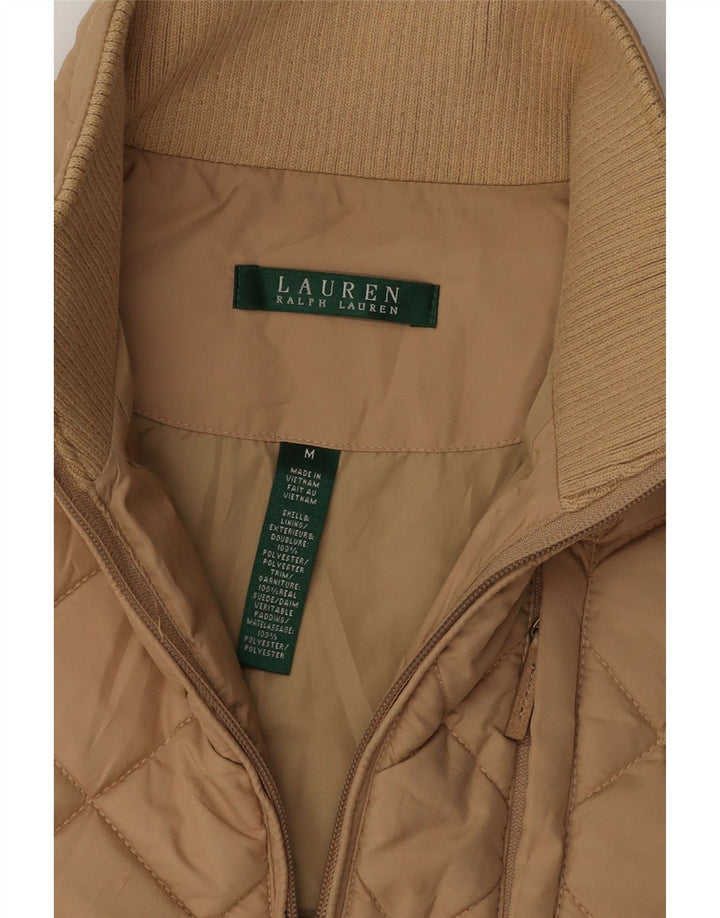 Damska pikowana kamizelka RALPH LAUREN UK 14, poliester w kolorze średniego beżu