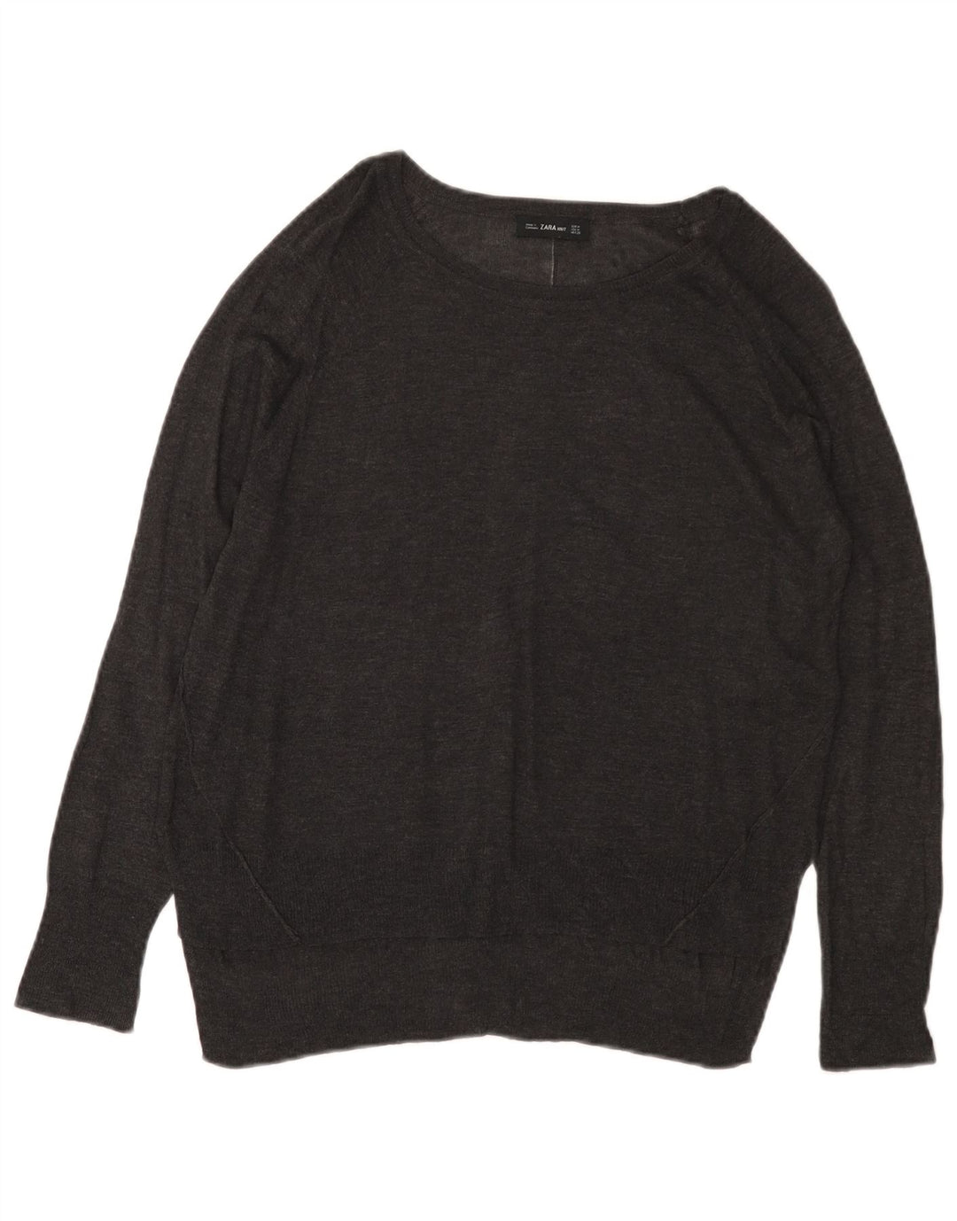 Damski sweter ZARA z dekoltem w łódkę UK 14 Średni szary wiskoza