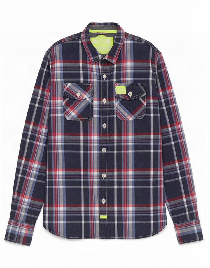 Koszula męska Superdry XL, bawełniana, granatowa w kratkę