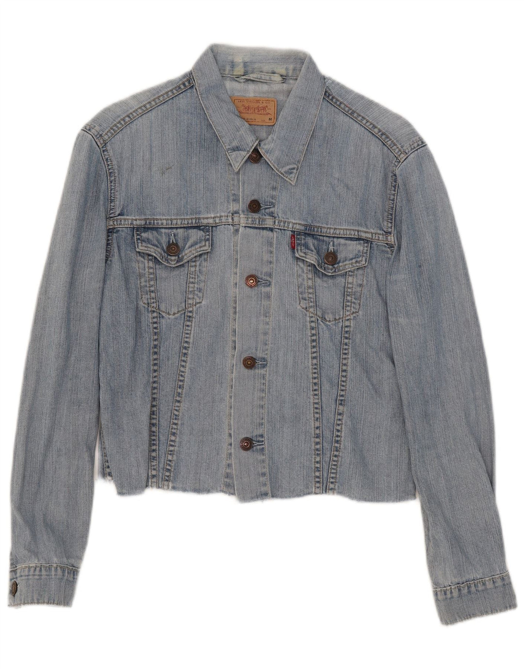 Kurtka dziewczęca Levi's Crop Denim 10-11 lat, średnia niebieska, bawełniana