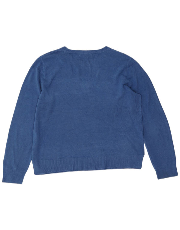 Marks & Spencer Damski sweter z dekoltem w łódkę, UK 18 XL, niebieski akryl
