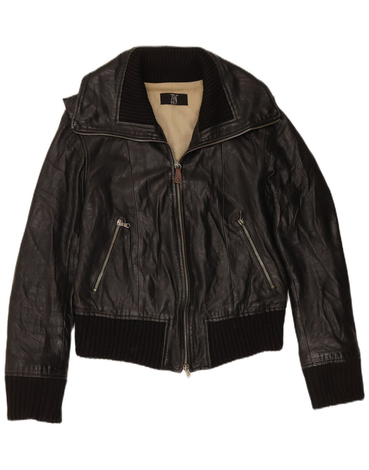 Damska kurtka skórzana ZEN IT 46, duża, czarna, skórzana