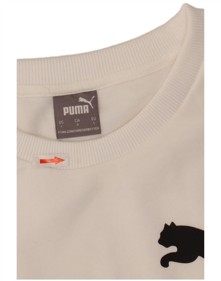 Męska bluza z grafiką Puma, duża, biała, poliestrowa