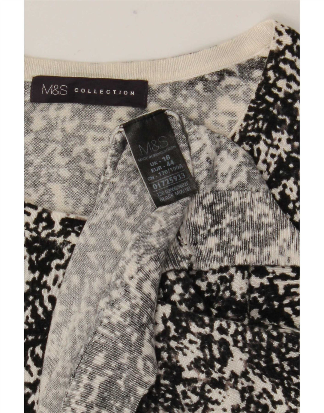 Marks & Spencer Damski sweter rozpinany z abstrakcyjnym wzorem UK 16, duży czarny