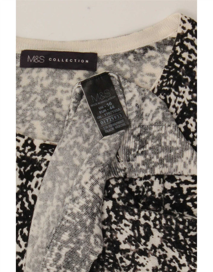 Marks & Spencer Damski sweter rozpinany z abstrakcyjnym wzorem UK 16, duży czarny