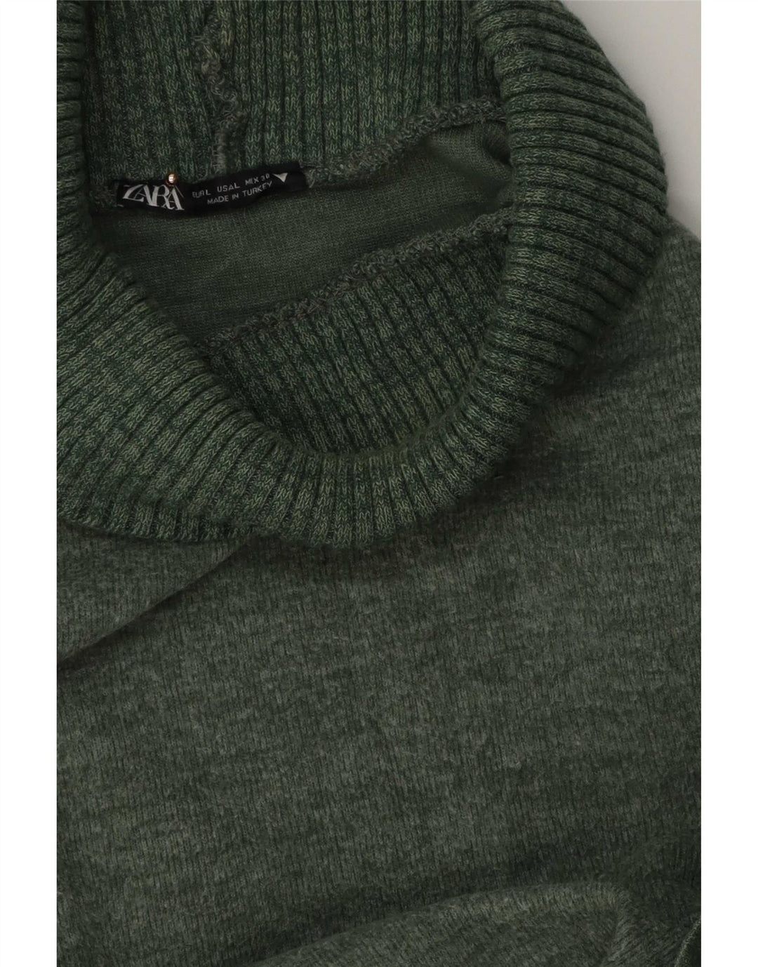 Sweter damski Zara z wywijanym dekoltem UK 16, duży zielony