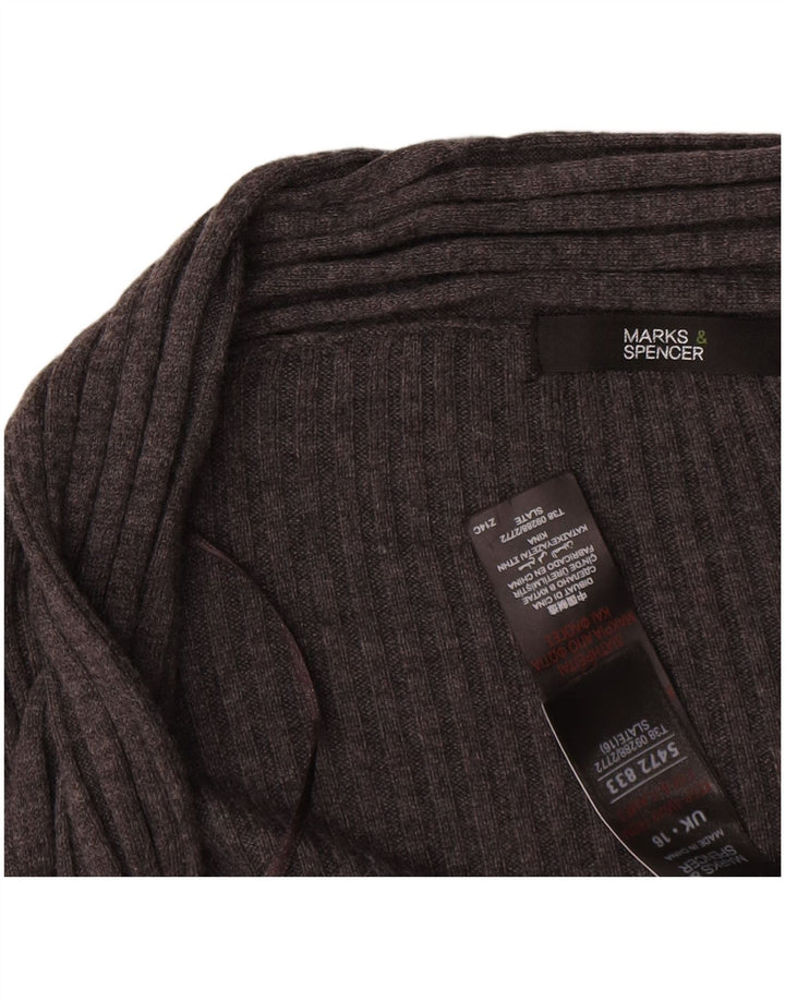 Marks & Spencer Damski sweter rozpinany o długim kroju, UK 18 XL, szary