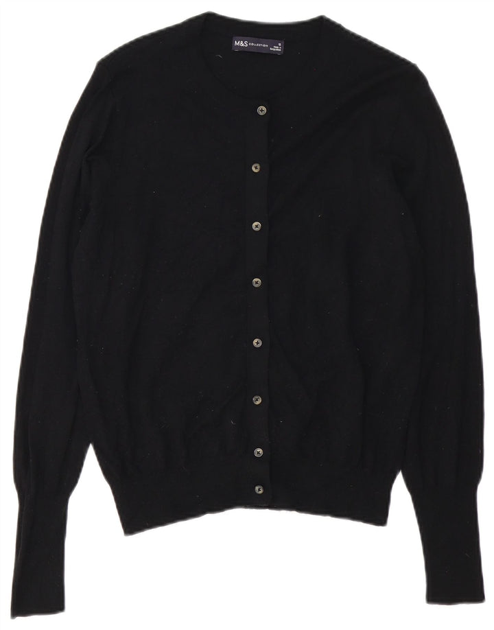MARKS & SPENCER Damski sweter kardigan UK 12 Średni czarny wiskoza
