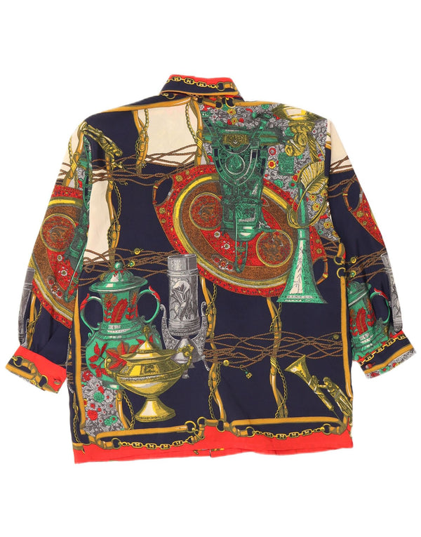 VINTAGE Womens Abstract Pattern Shirt Blouse UK 14 Medium Multicoloured