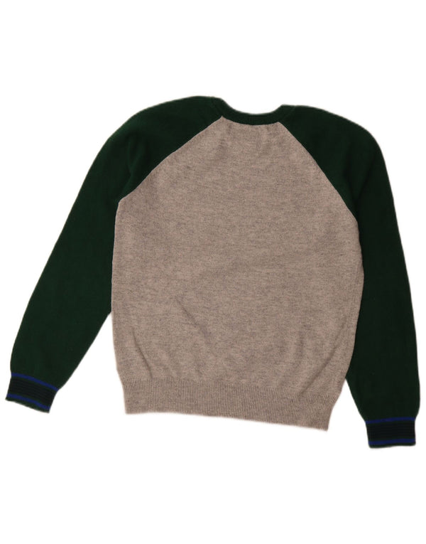 Sweter chłopięcy Gap z okrągłym dekoltem, 11-12 lat, XL, szara, bawełniana w bloki kolorów