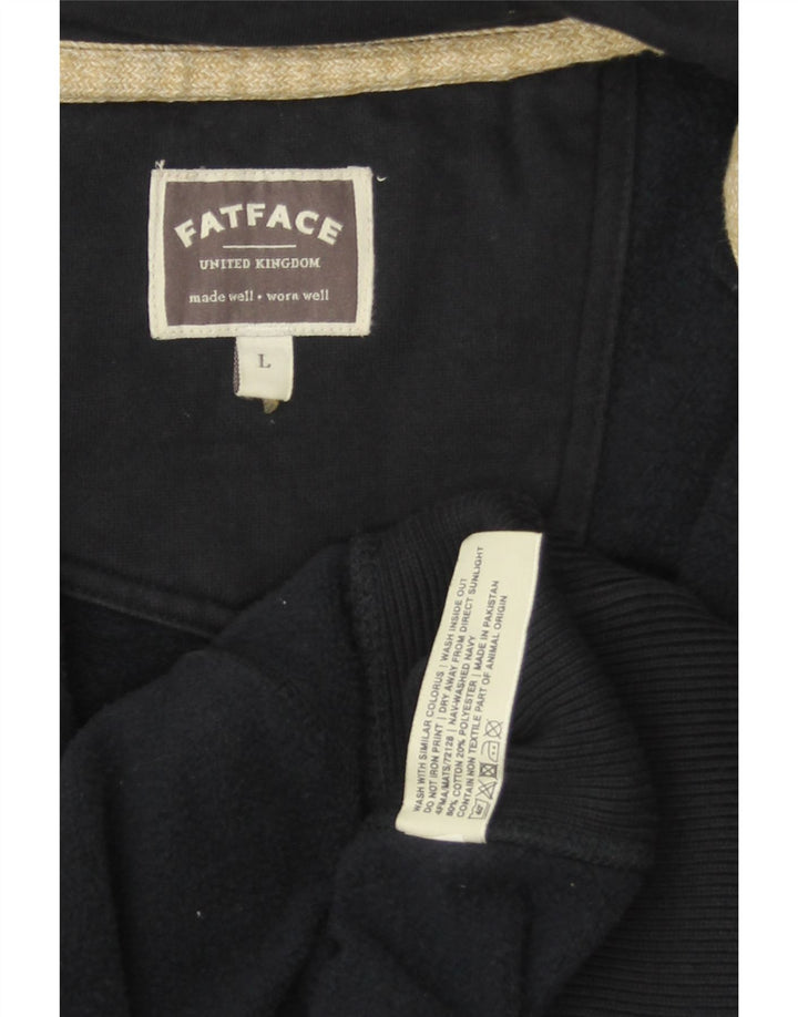 Męski sweter z kapturem i zamkiem FAT FACE, duży, granatowy, bawełniany