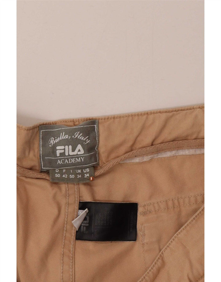 Męskie spodenki cargo Fila W34, duże, beżowe, bawełniane