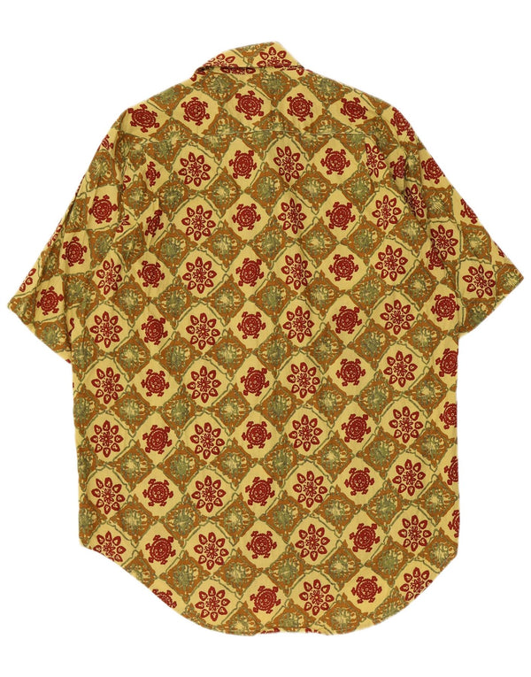 Sisley Mens Short Sleeve Shirt Medium Yellow Geometric