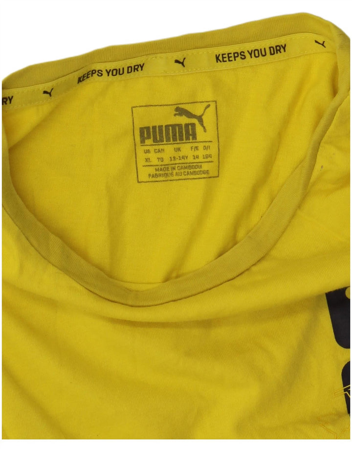 Chłopięcy T-shirt z grafiką PUMA, 13-14 lat, żółty