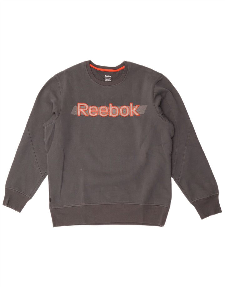 Męska bluza Reebok z grafiką, średnioszara, bawełniana