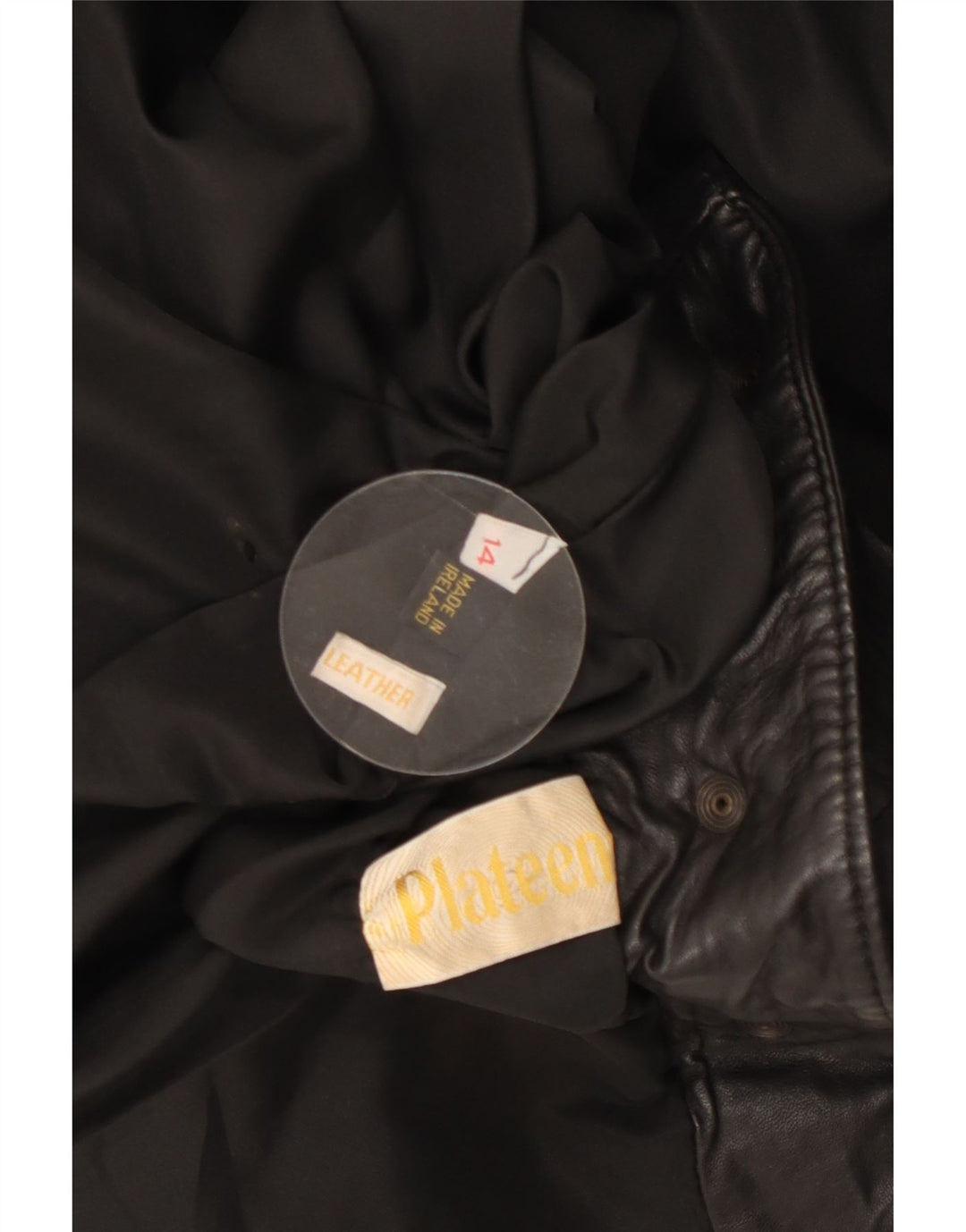 Damska kurtka skórzana oversize VINTAGE UK 14, duża czarna skóra