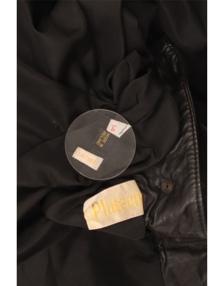 Damska kurtka skórzana oversize VINTAGE UK 14, duża czarna skóra