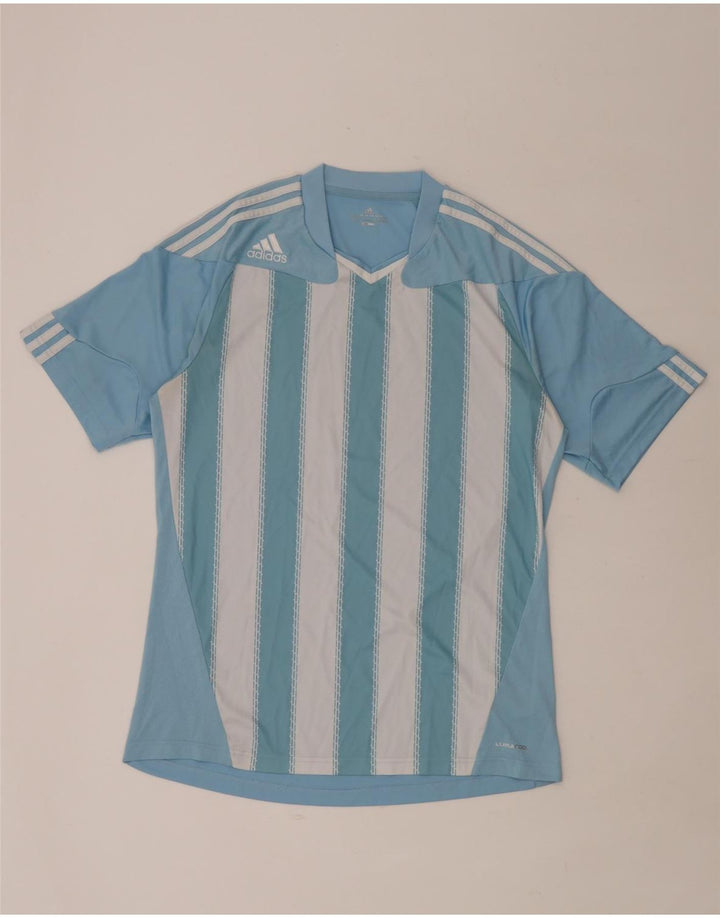 Adidas Męska koszulka Climacool Top z dużym niebieskim poliestrem w paski