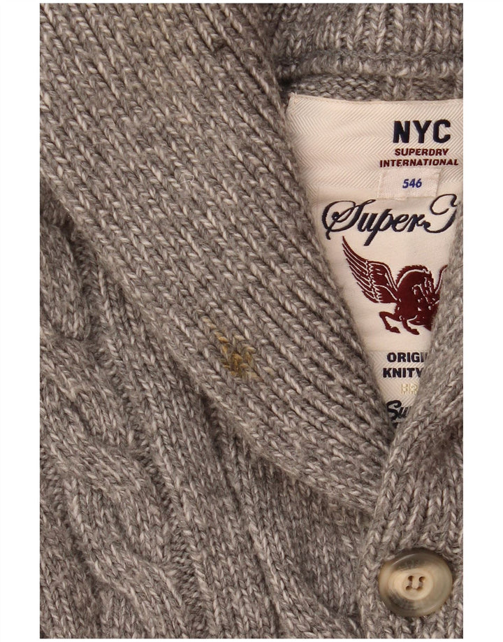 Męski sweter kardigan Superdry Średni szary, nakrapiany akryl