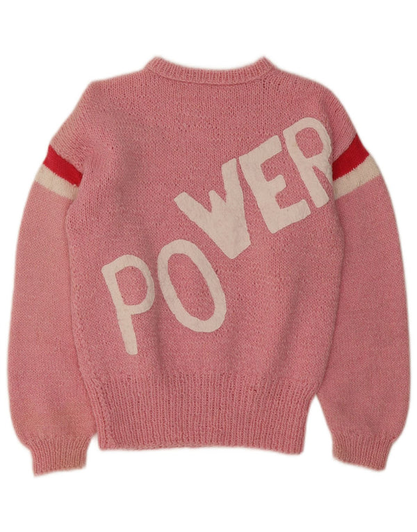 Vintage damski sweter z wycięciem pod szyją, UK 14, średni róż