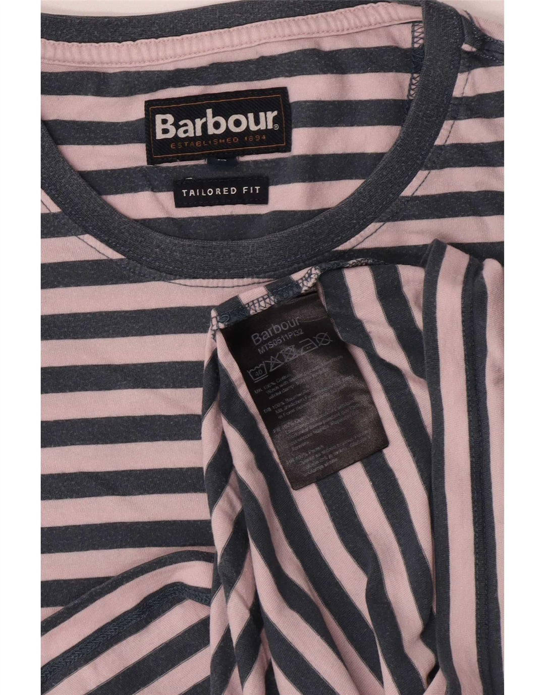 T-shirt męski Barbour o kroju dopasowanym, bawełniany, średni, granatowy w paski