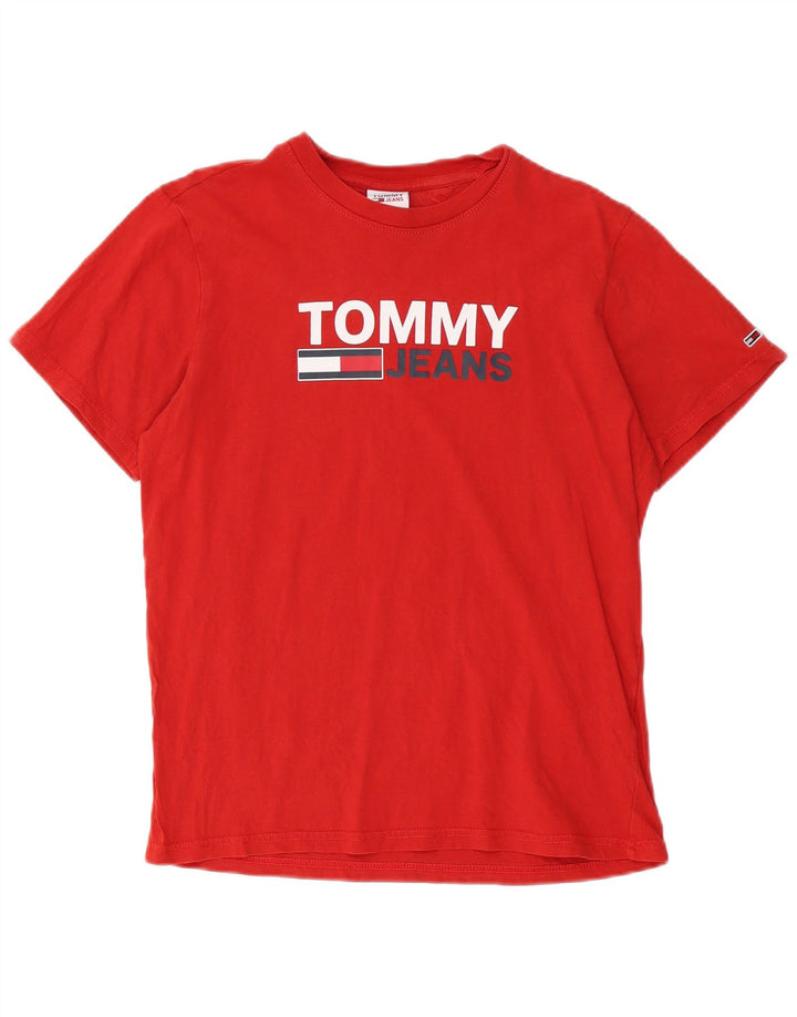 Męski T-shirt z grafiką Tommy Hilfiger, mały, czerwony