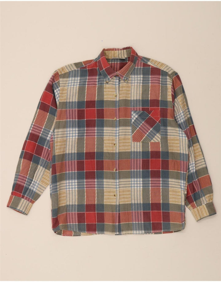 TIKIDA Womens Oversized Flannel Shirt UK 14 Medium Red Check Polyester Vintage TIKIDA and Second-Hand TIKIDA from Messina Hembry 