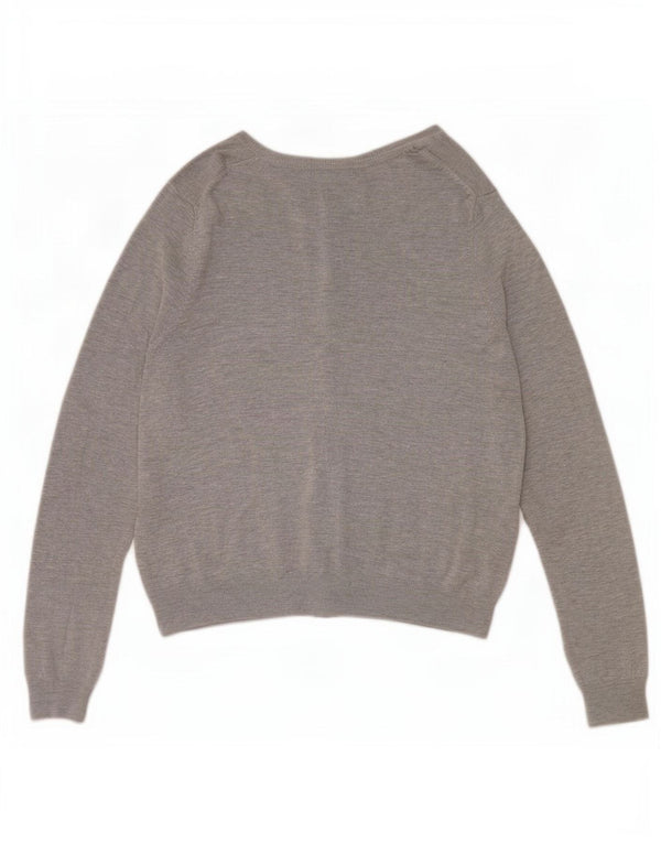 Marks & Spencer Damski sweter rozpinany UK 14, duży, szary, nakrapiany wiskoza