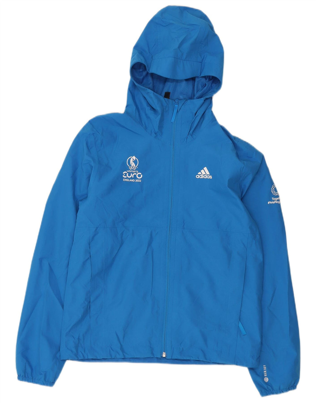 Męska kurtka przeciwdeszczowa z kapturem Adidas Graphic UK 34 XS Niebieski poliester