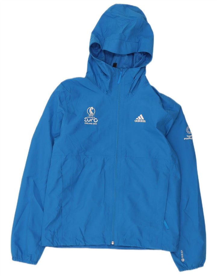 Męska kurtka przeciwdeszczowa z kapturem Adidas Graphic UK 34 XS Niebieski poliester