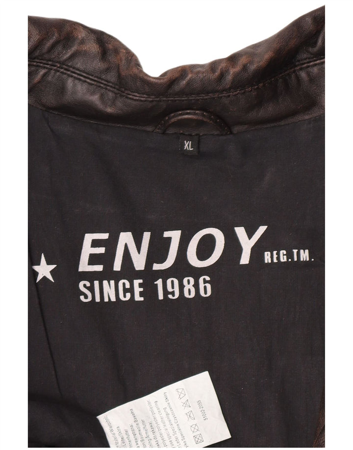 ENJOY Męska skórzana kurtka wojskowa UK 42 XL z brązowej skóry