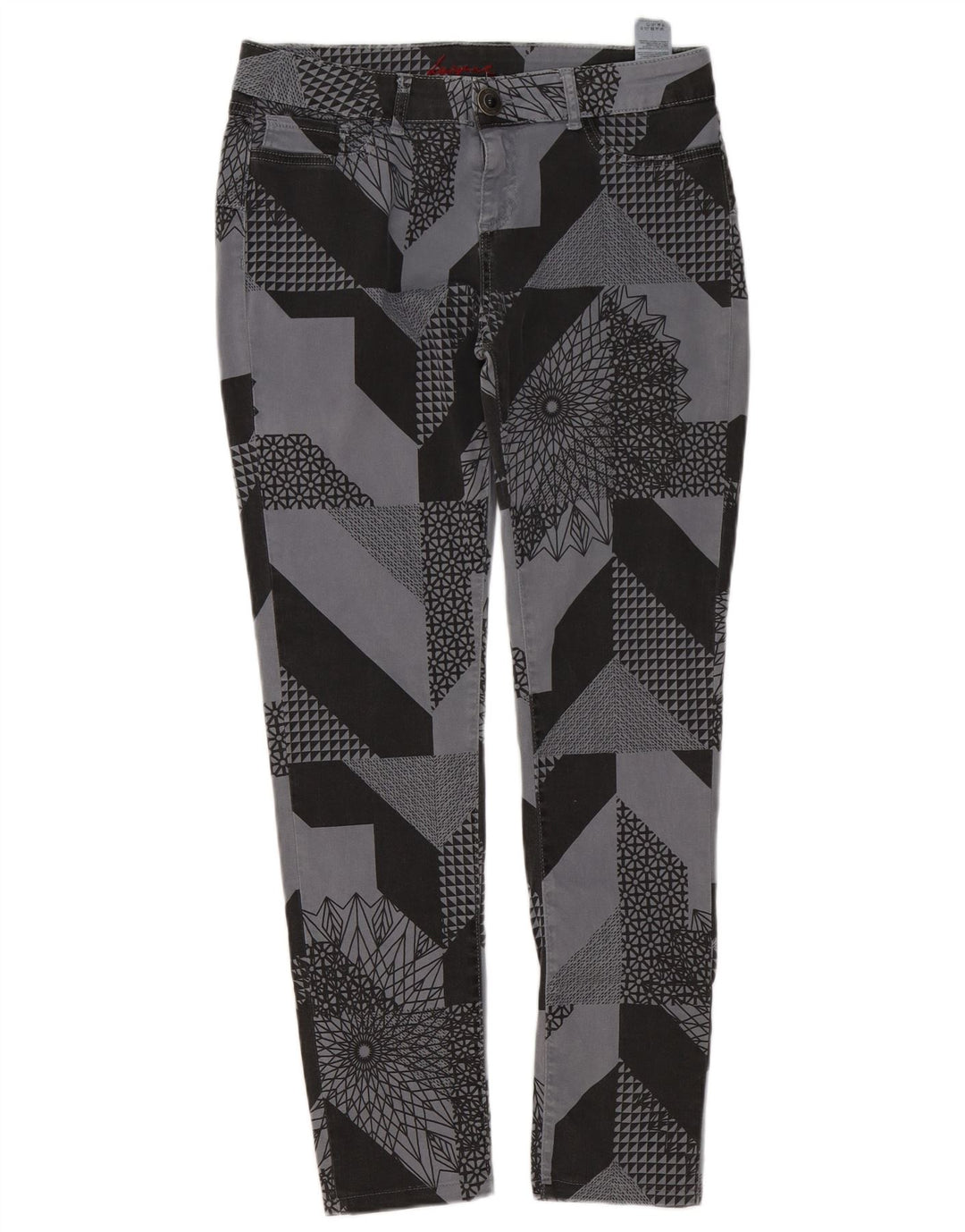 Damskie spodnie typu slim casual Desigual W32 L29 Szara patchworkowa bawełna