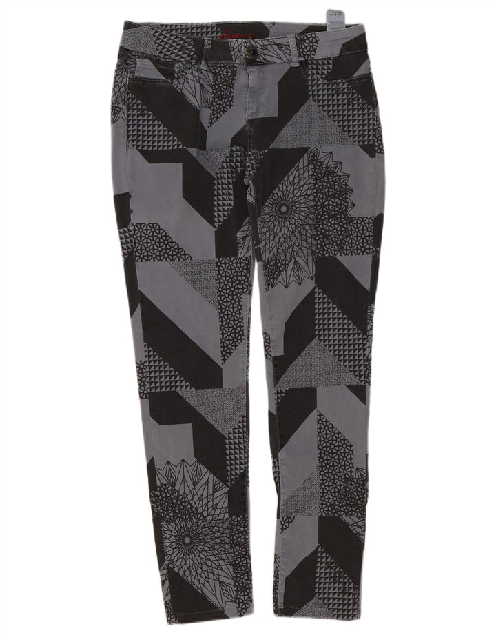 Damskie spodnie typu slim casual Desigual W32 L29 Szara patchworkowa bawełna