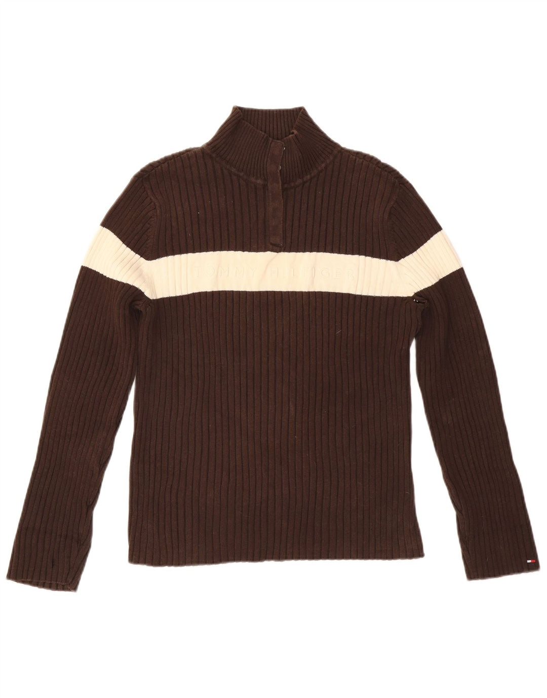 Damski sweter zapinany na guziki TOMMY HILFIGER UK 18 XL brązowy