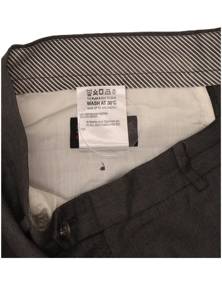 Marks & Spencer Męskie proste spodnie garniturowe W34 L33 Szary poliester