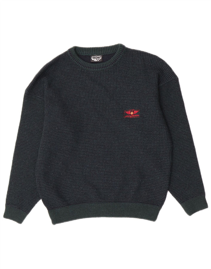 Vintage męski sweter z okrągłym dekoltem IT 48 Small Green