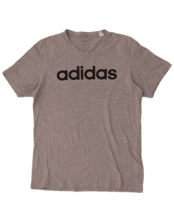 Męska koszulka z grafiką Adidas, średnia, szara bawełna