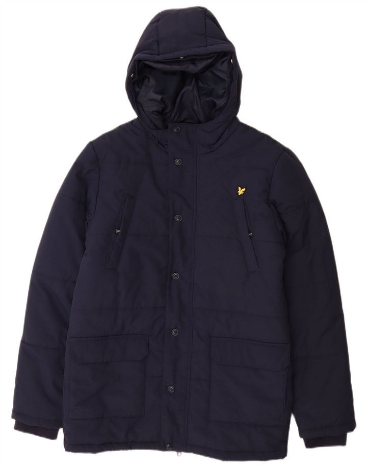 Lyle & Scott Chłopięca wyściełana kurtka z kapturem, 15-16 lat, granatowa, poliamid