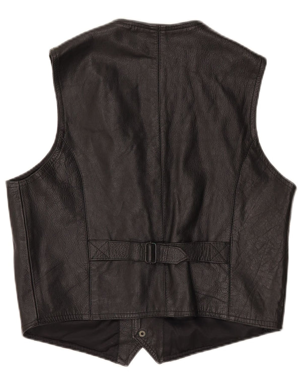 Vintage męska skórzana kamizelka XS czarna skóra