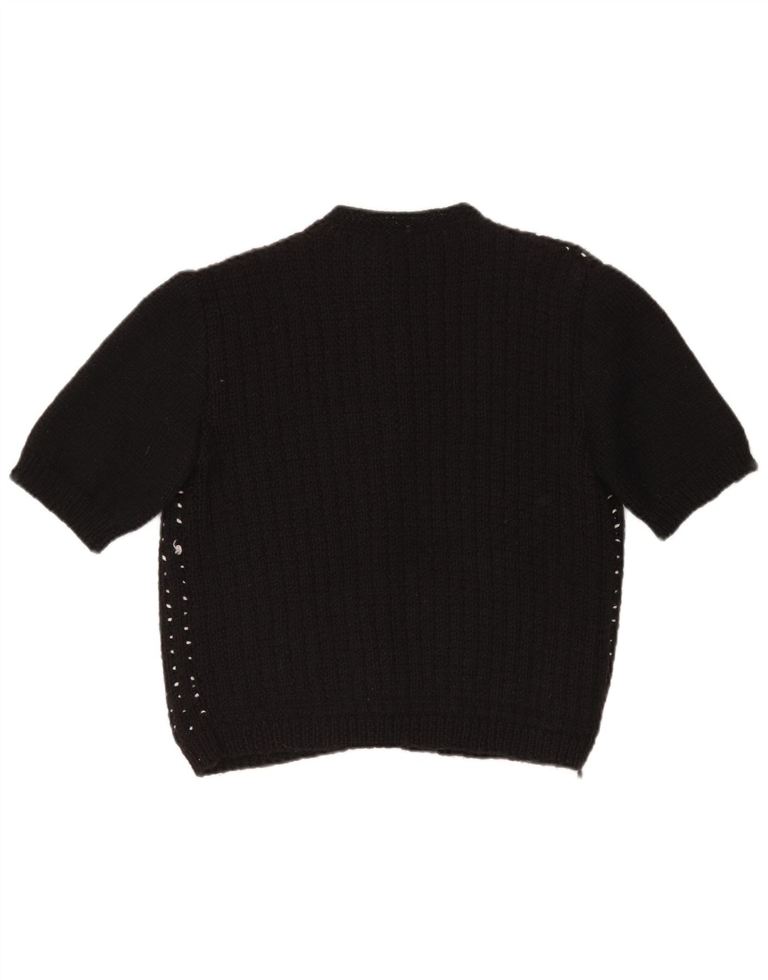 Sweter damski VINTAGE Crop Cardigan UK 14, duży, czarny w kropki